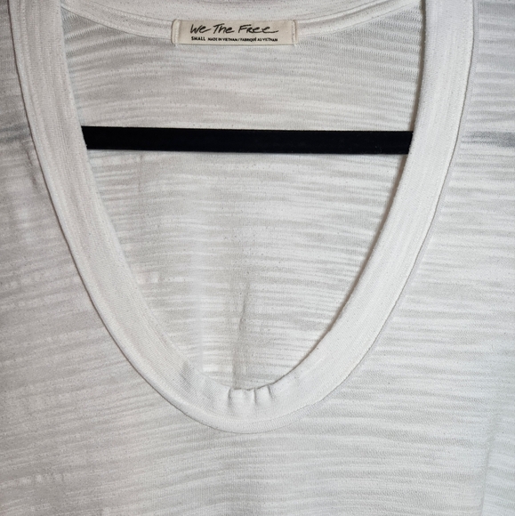 We the Free Oversized Cap Sleeve V-Neck High Low White Tee Size Small - Picture 7 of 7